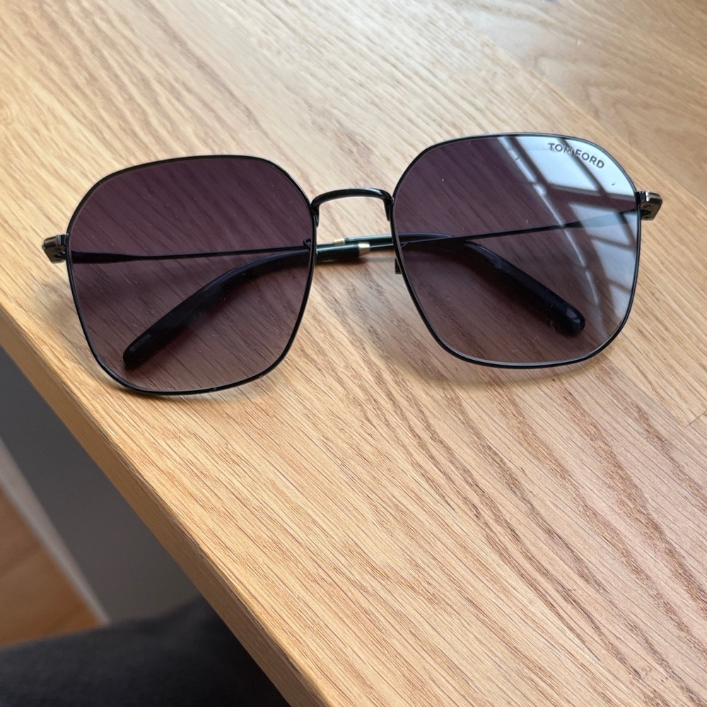 Tom Ford Black Square Sunglasses with Dark Lenses